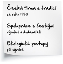 Česká firma s tradicí od roku 1993, Spolupráce s českými výrobci a dodavateli, Ekologické postupy při výrobě